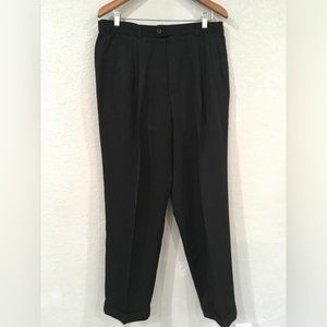 Perry Ellis Mens Sz Pleated Cuffed Dress Pants 36 x 32 Black